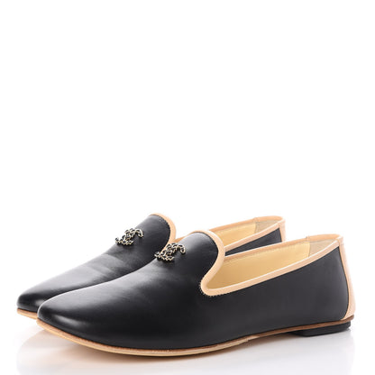 Chanel Lambskin CC Chain Loafers 37.5 Black 3 of 13