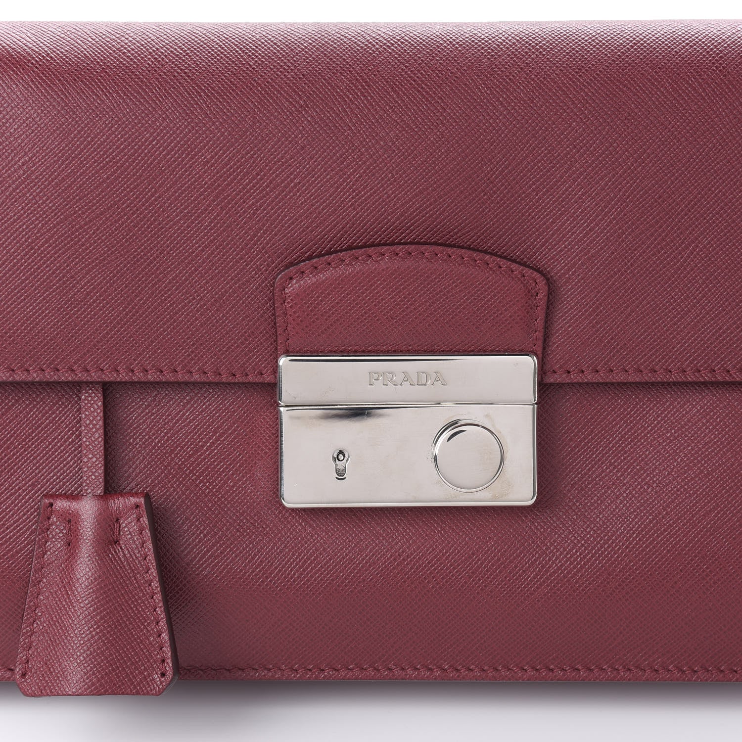 Prada Saffiano Lux Sound Clutch Cherry 9 of 10