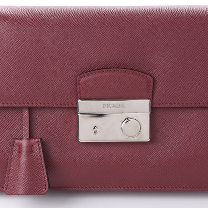 Prada Saffiano Lux Sound Clutch Cherry 9 of 10