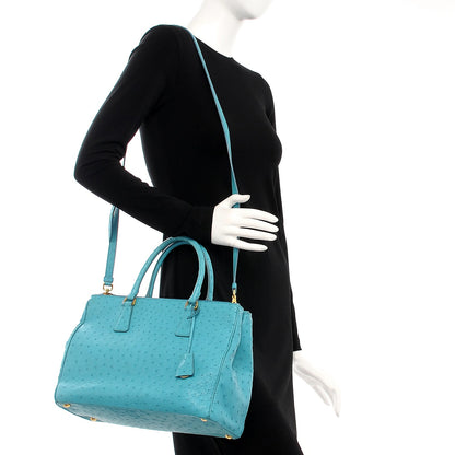 Prada Ostrich Medium Galleria Double Zip Tote Turchese 3 of 8