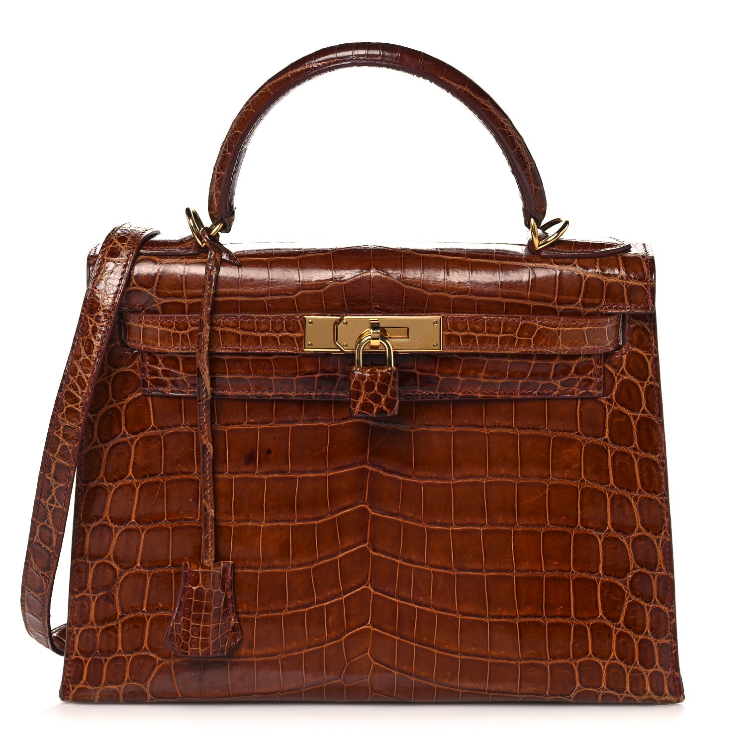 Hermes Shiny Niloticus Crocodile Kelly Sellier 28 Miel 1 of 34