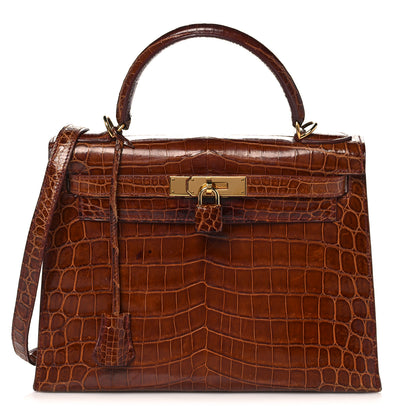 Hermes Shiny Niloticus Crocodile Kelly Sellier 28 Miel 1 of 34