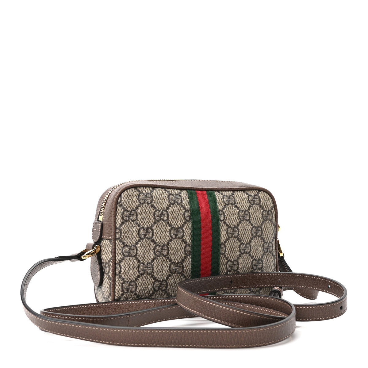 Gucci GG Supreme Monogram Web Mini Ophidia Shoulder Bag Brown 3 of 11