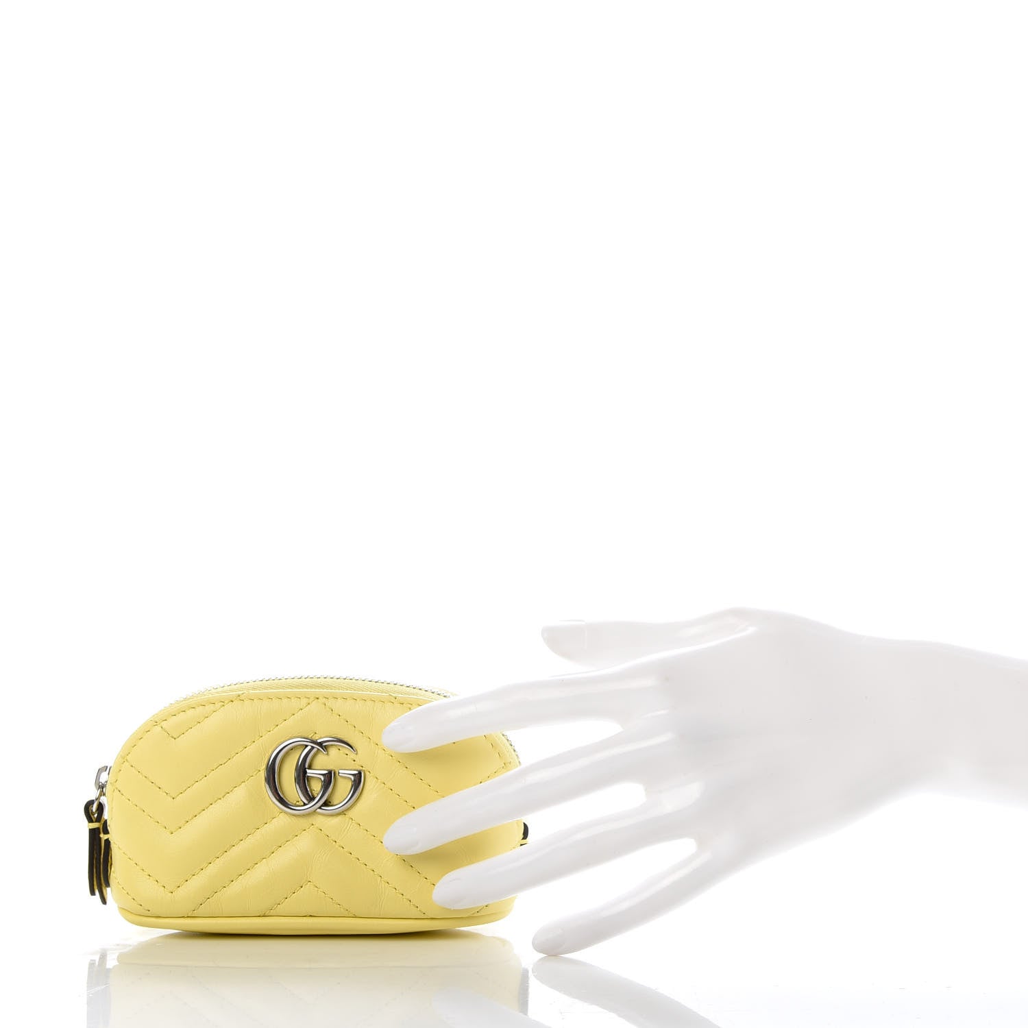 Gucci Calfskin Matelasse GG Marmont Key Pouch Banana 2 of 9