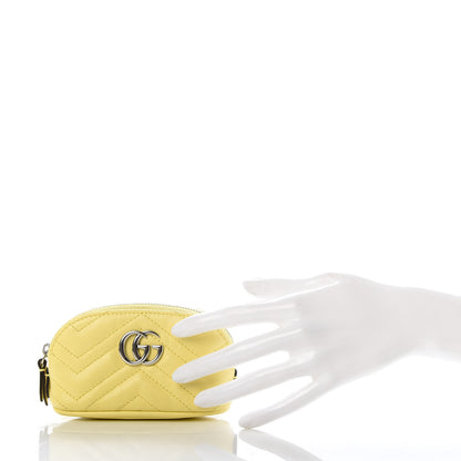 Gucci Calfskin Matelasse GG Marmont Key Pouch Banana 2 of 9