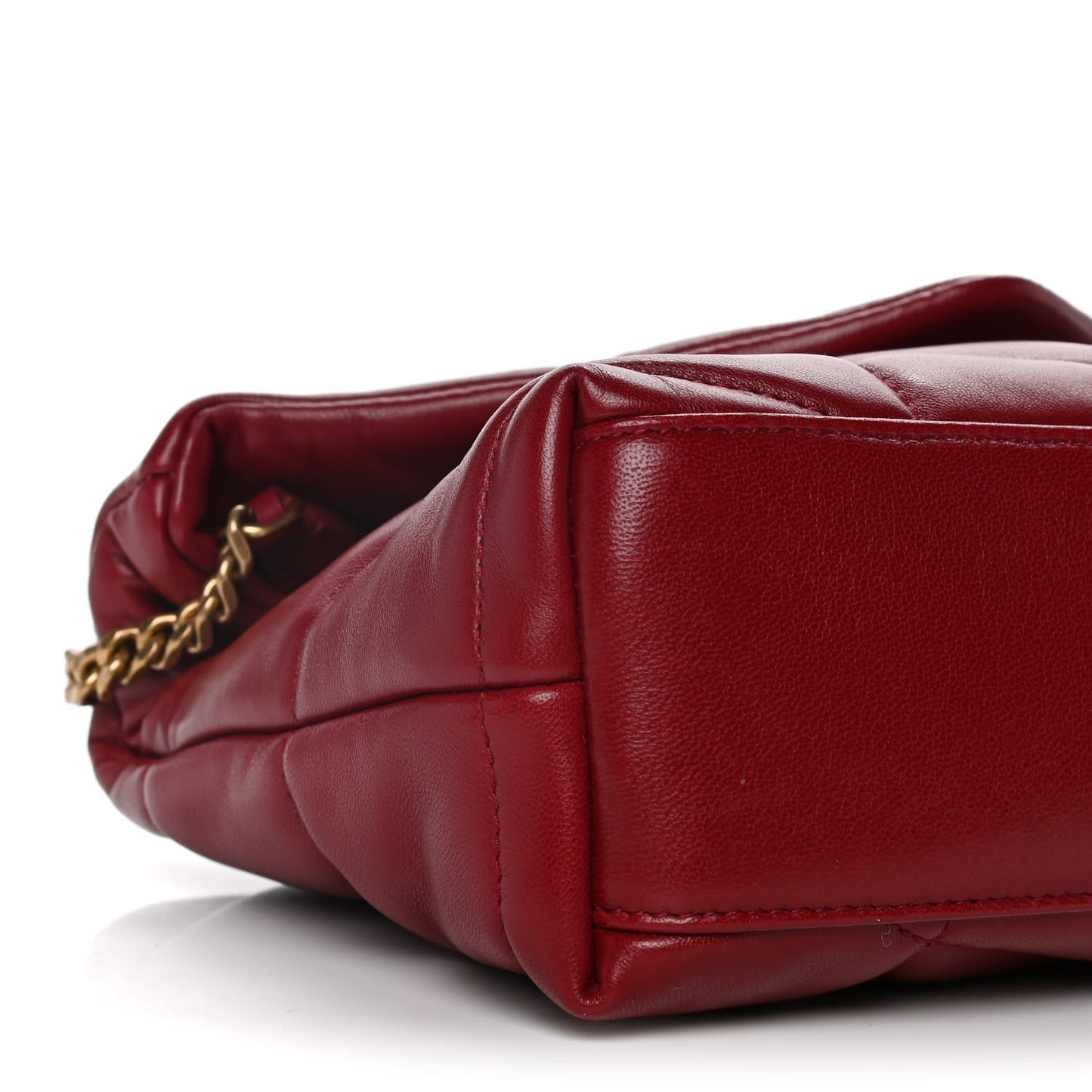 Lambskin Quilted Toy Loulou Puffer Monogram Chain Satchel Red