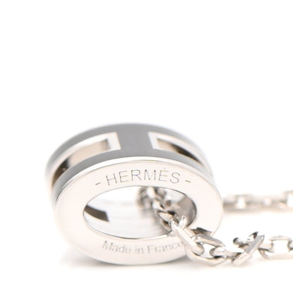 Hermes Lacquered Palladium Mini Pop H Pendant Necklace Black 5 of 5