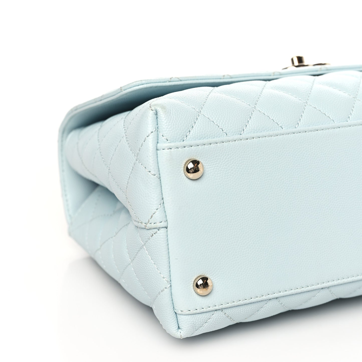 Caviar Quilted Small Coco Handle Flap Light Blue