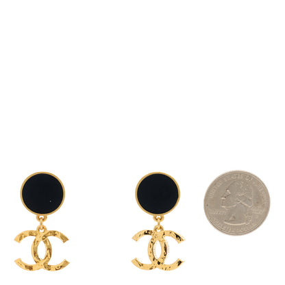 Chanel CC Drop Pendant Earrings Black Gold 3 of 5