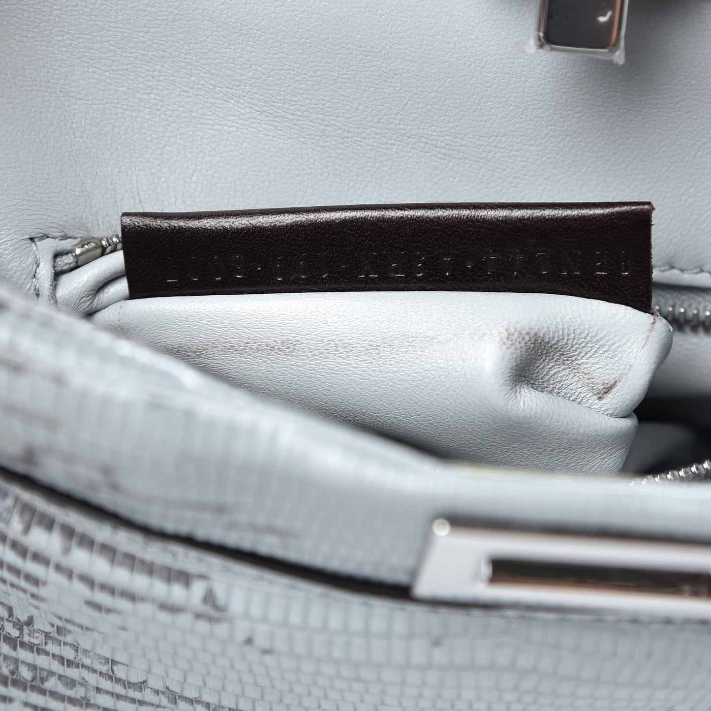 Lizard Togo Shiny Nappa Mini Peekaboo Iconic Satchel Pale Blue