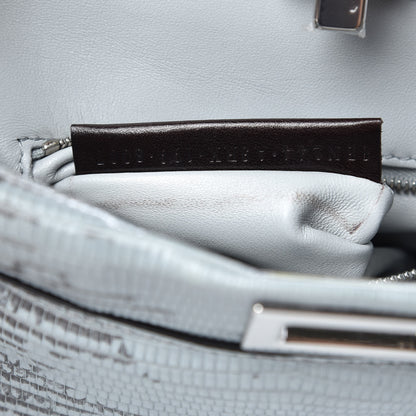 Fendi Lizard Togo Shiny Nappa Mini Peekaboo Iconic Satchel Pale Blue 7 of 11
