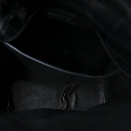 Balenciaga Calfskin Logo Crocodile Embossed Small Everyday Backpack Black 5 of 11