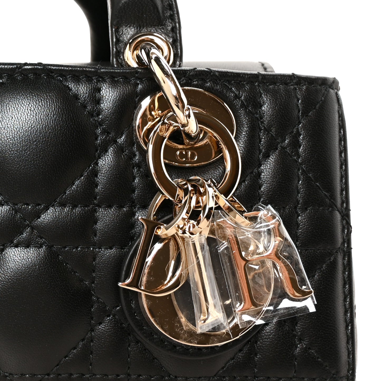 Patent Lambskin Cannage Micro Lady D-Joy Black