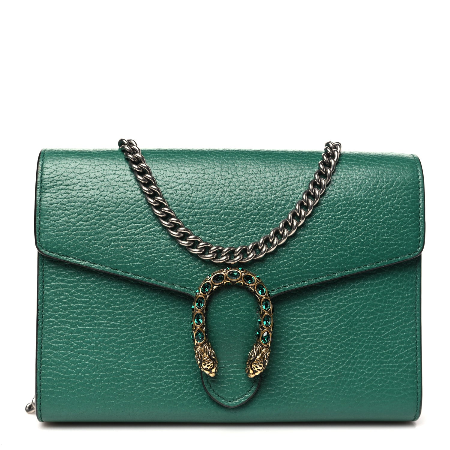 Gucci Calfskin Mini Dionysus Chain Wallet Emerald 1 of 10