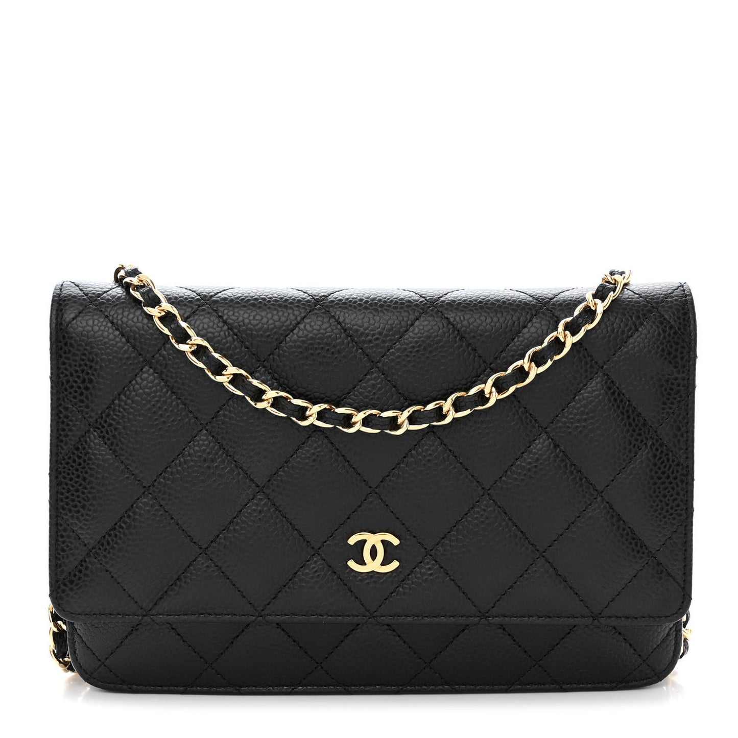 Caviar Quilted Wallet on Chain WOC Black