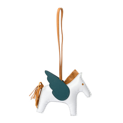 Hermes Milo Lambskin Grigri Rodeo Pegase Horse Bag Charm MM Bleu Brume Sesame Vert Bosphore 1 of 4