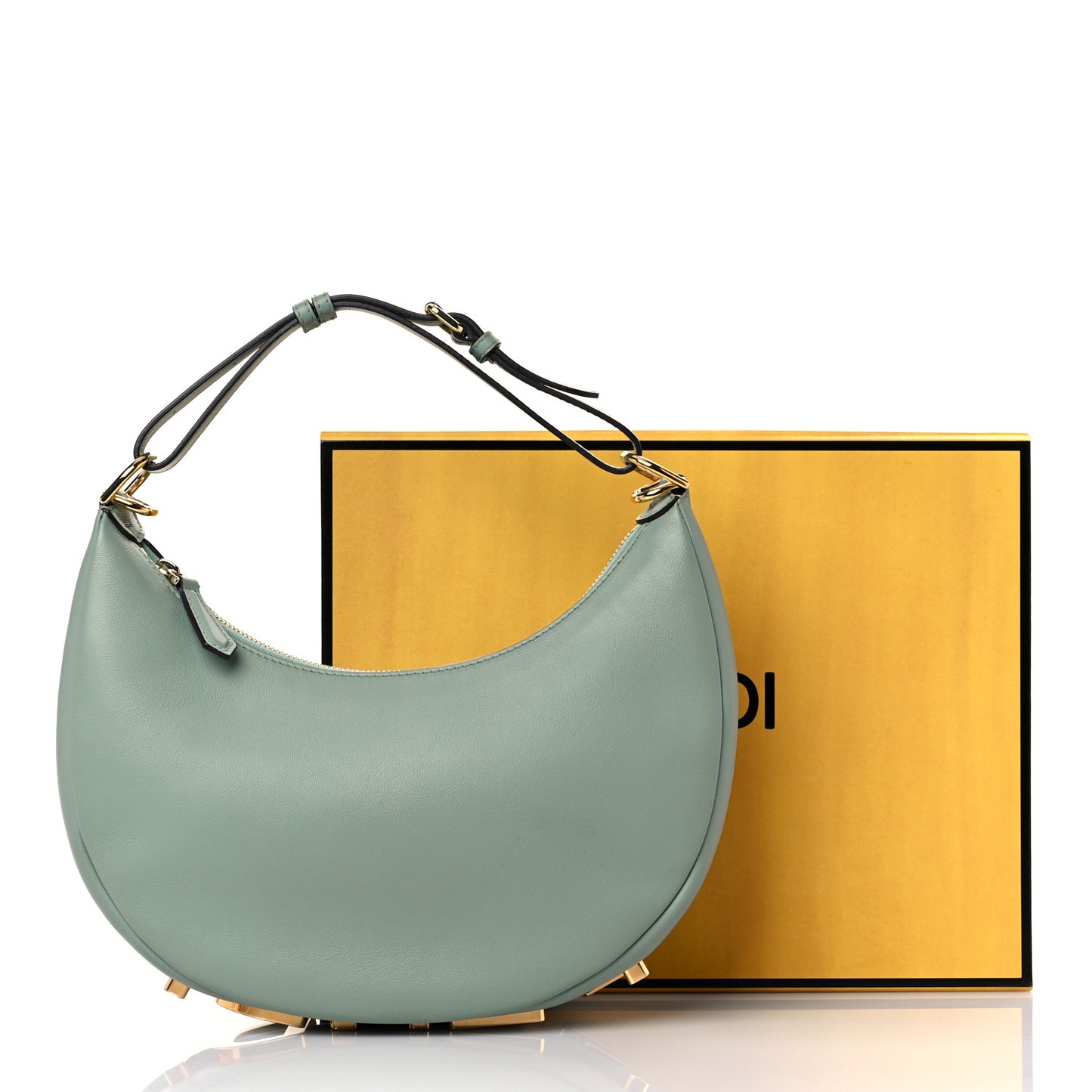 Vitello Grace Matte Small Fendigraphy Hobo Bag Menta