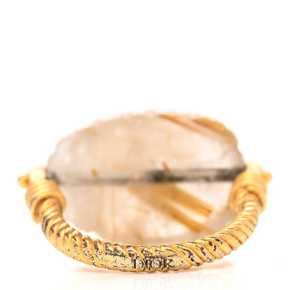 Christian Dior Metal Quartz Stone Ring 52 6 Gold 3 of 4
