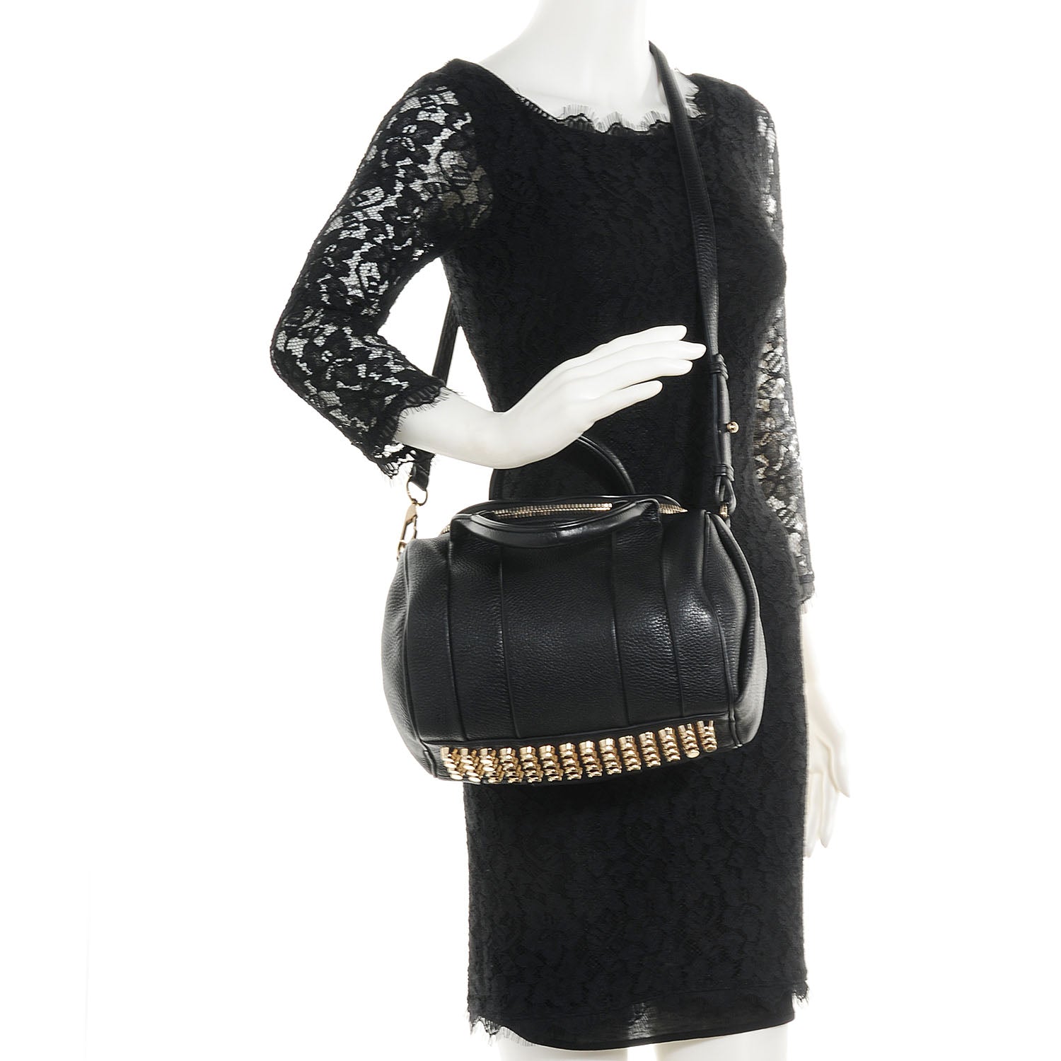 Alexander Wang Pebbled Leather Rockie Black w Pale Gold Hardware 2 of 7