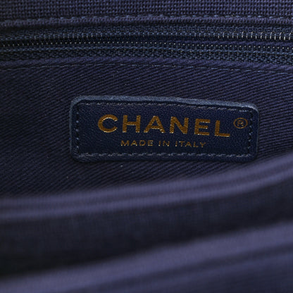 Chanel Jersey Chevron Quilted Small Trendy CC Dual Handle Flap Bag Navy Blue 6 of 10