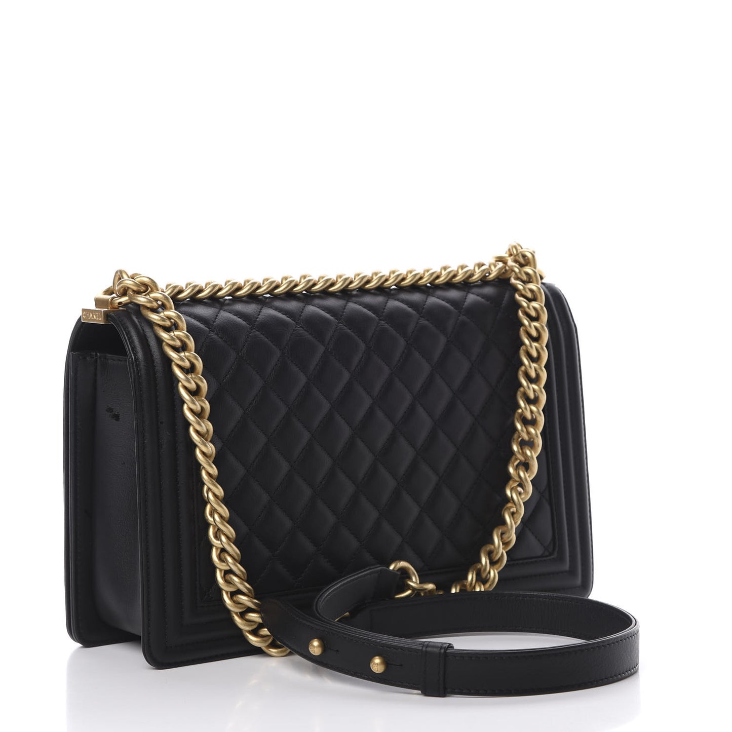 Calfskin Quilted New Medium Boy Flap Black