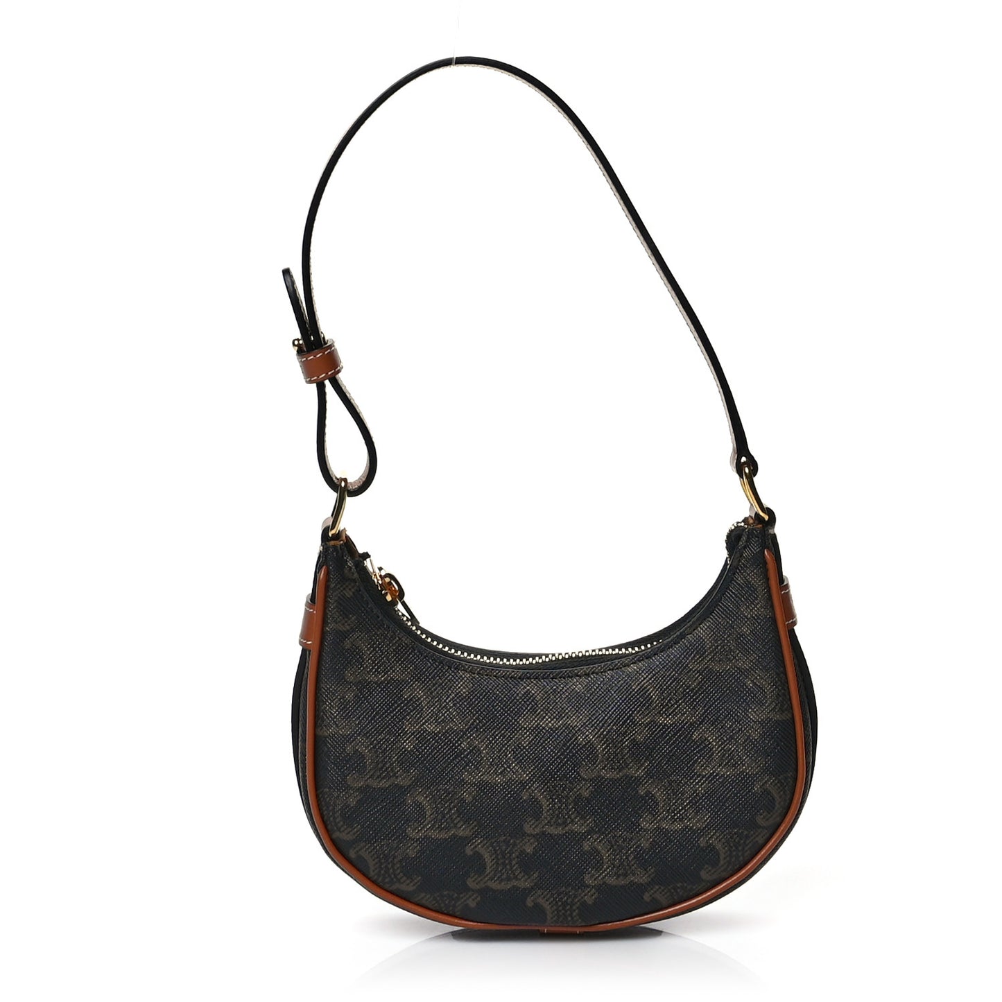 Canvas Calfskin Mini Ava Triomphe Shoulder Bag Tan