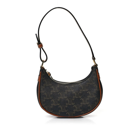 Celine Canvas Calfskin Mini Ava Triomphe Shoulder Bag Tan 1 of 11