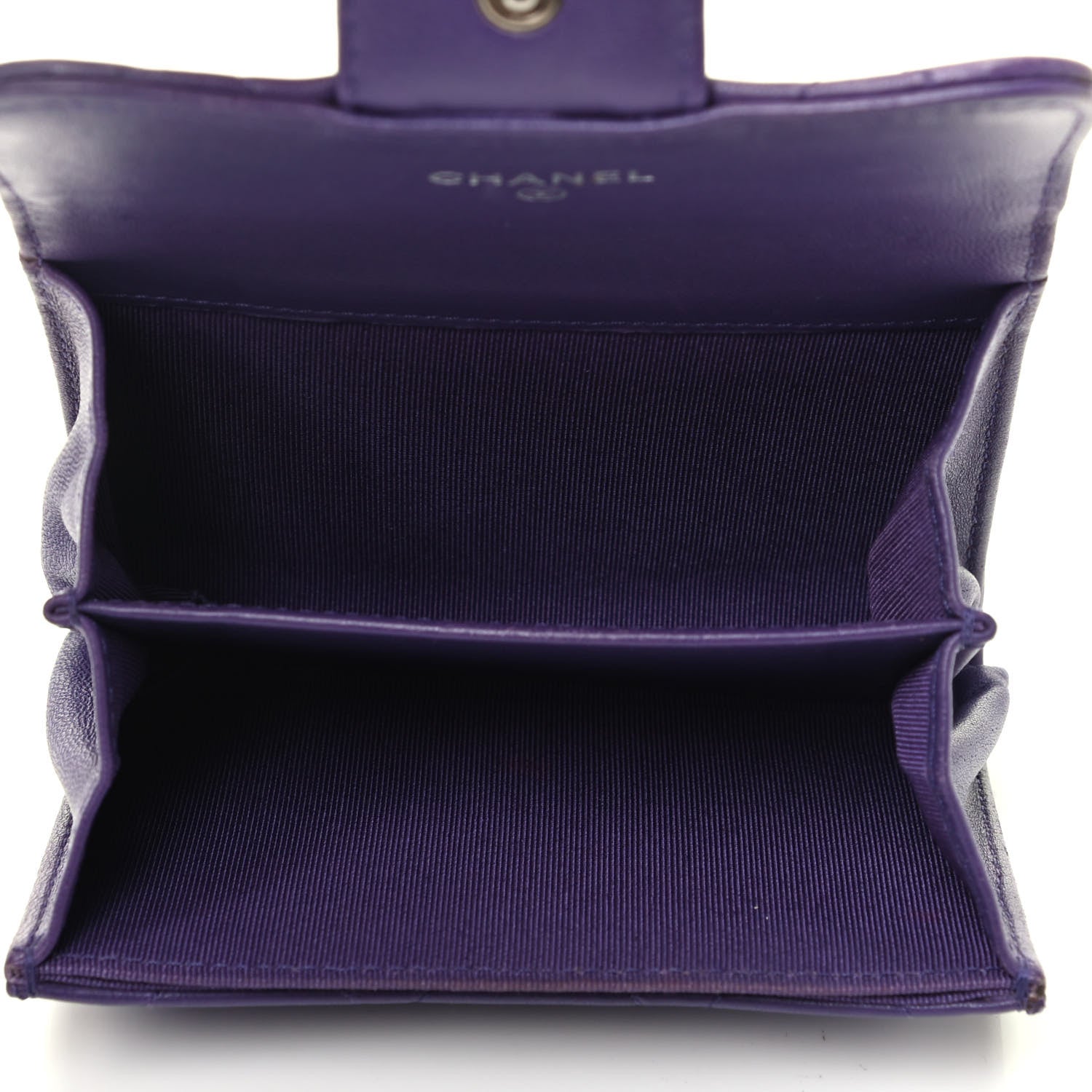 Chanel Lambskin Quilted Flap Card Holder Wallet Purple 3 of 4