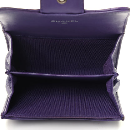 Chanel Lambskin Quilted Flap Card Holder Wallet Purple 3 of 4