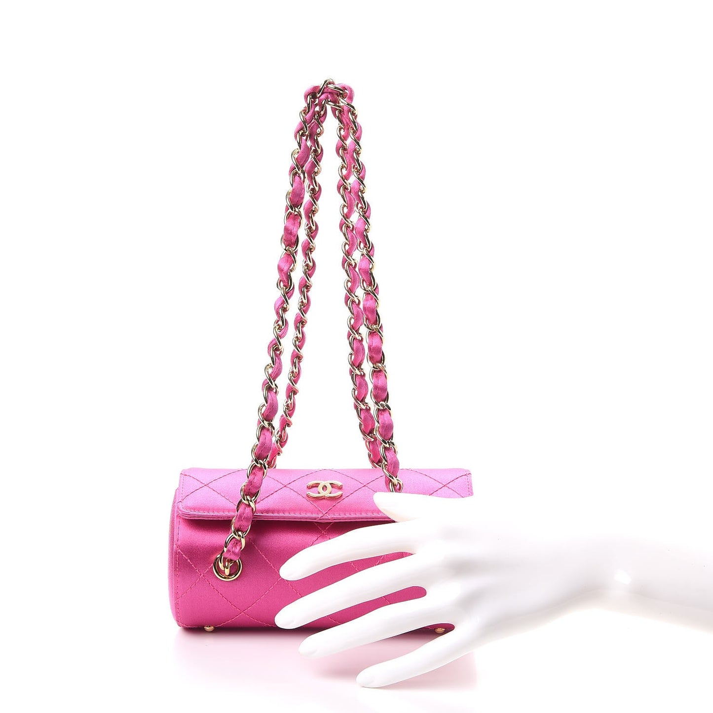 Satin Quilted Evening Bag Fuchsia