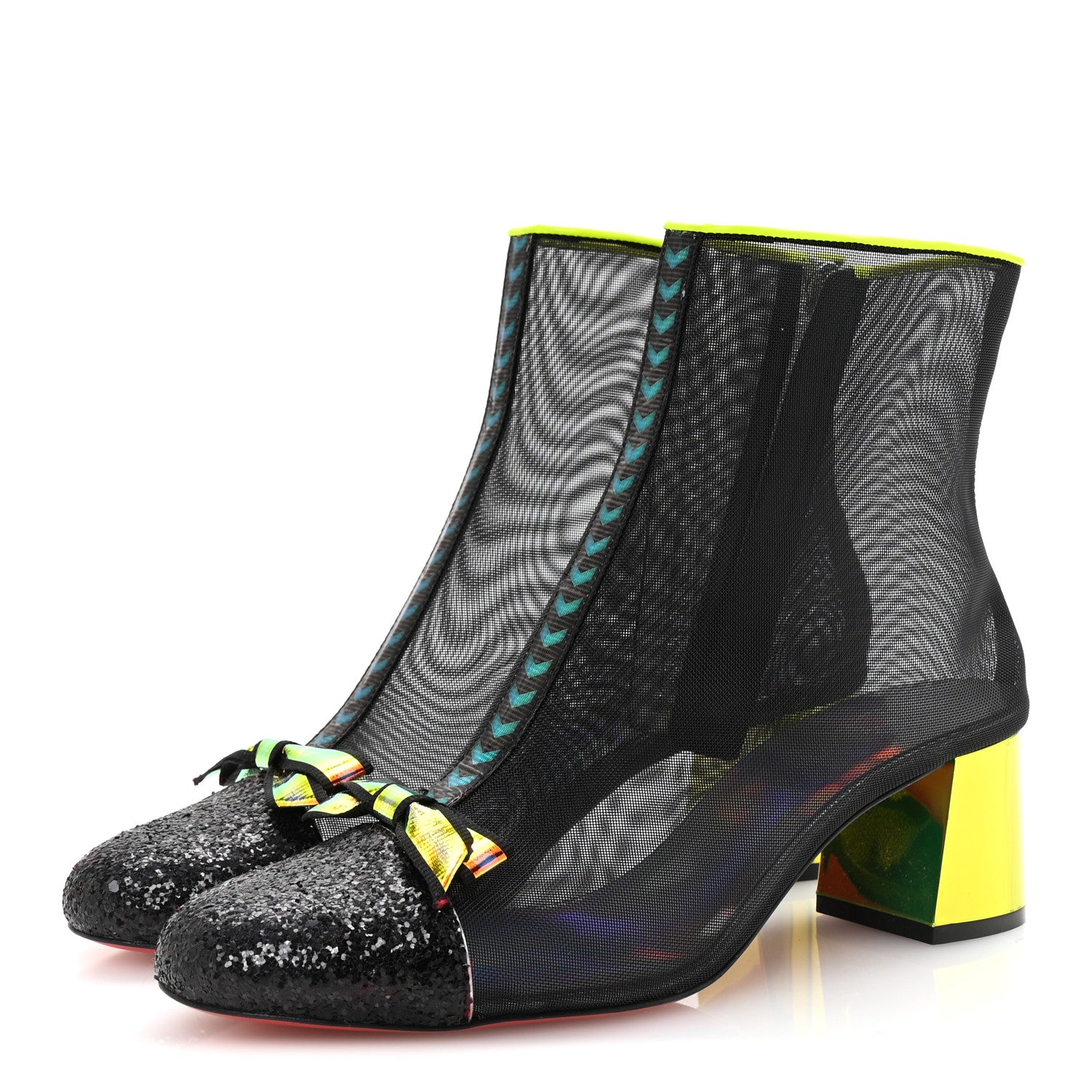 Christian Louboutin Mesh Checkypoint 55 Booties 39 Black 4 of 9