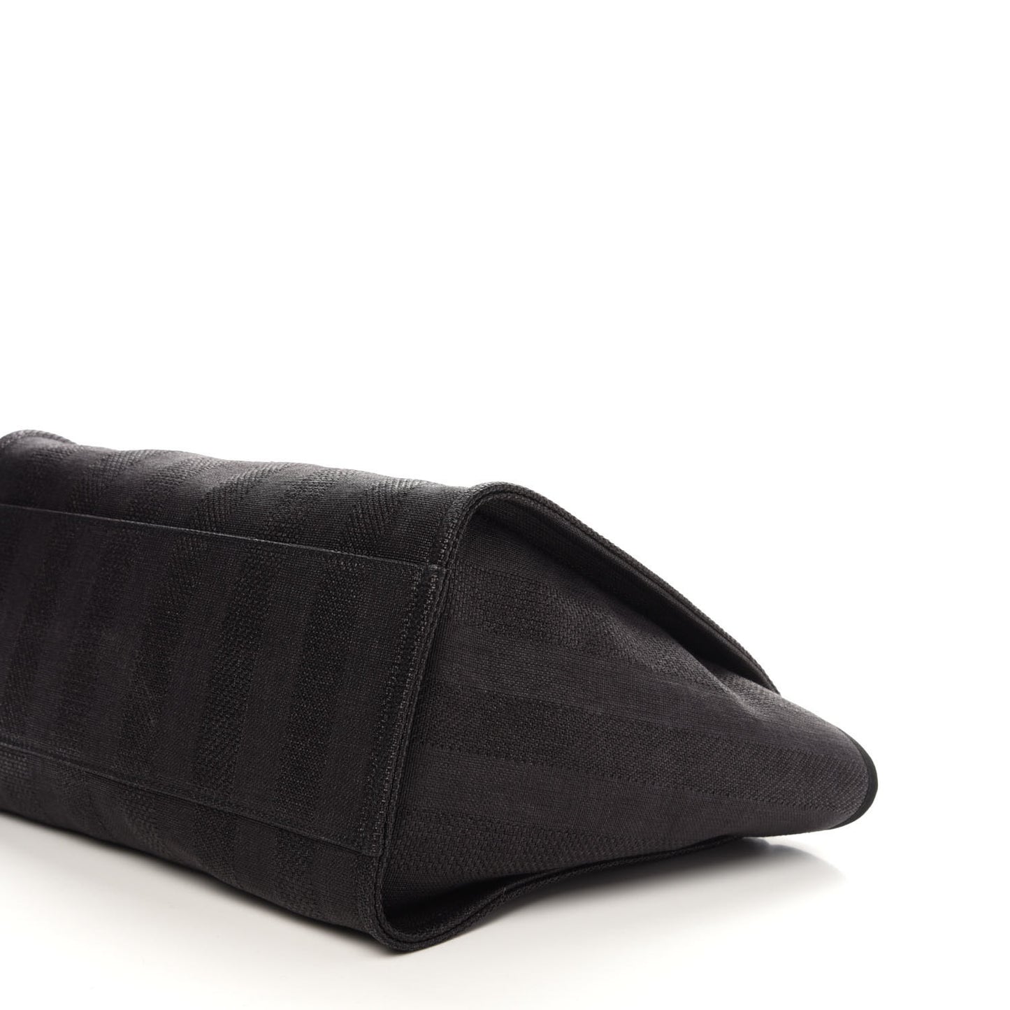 Mixed Fibers Calfskin Striped Medium Deauville Tote Black