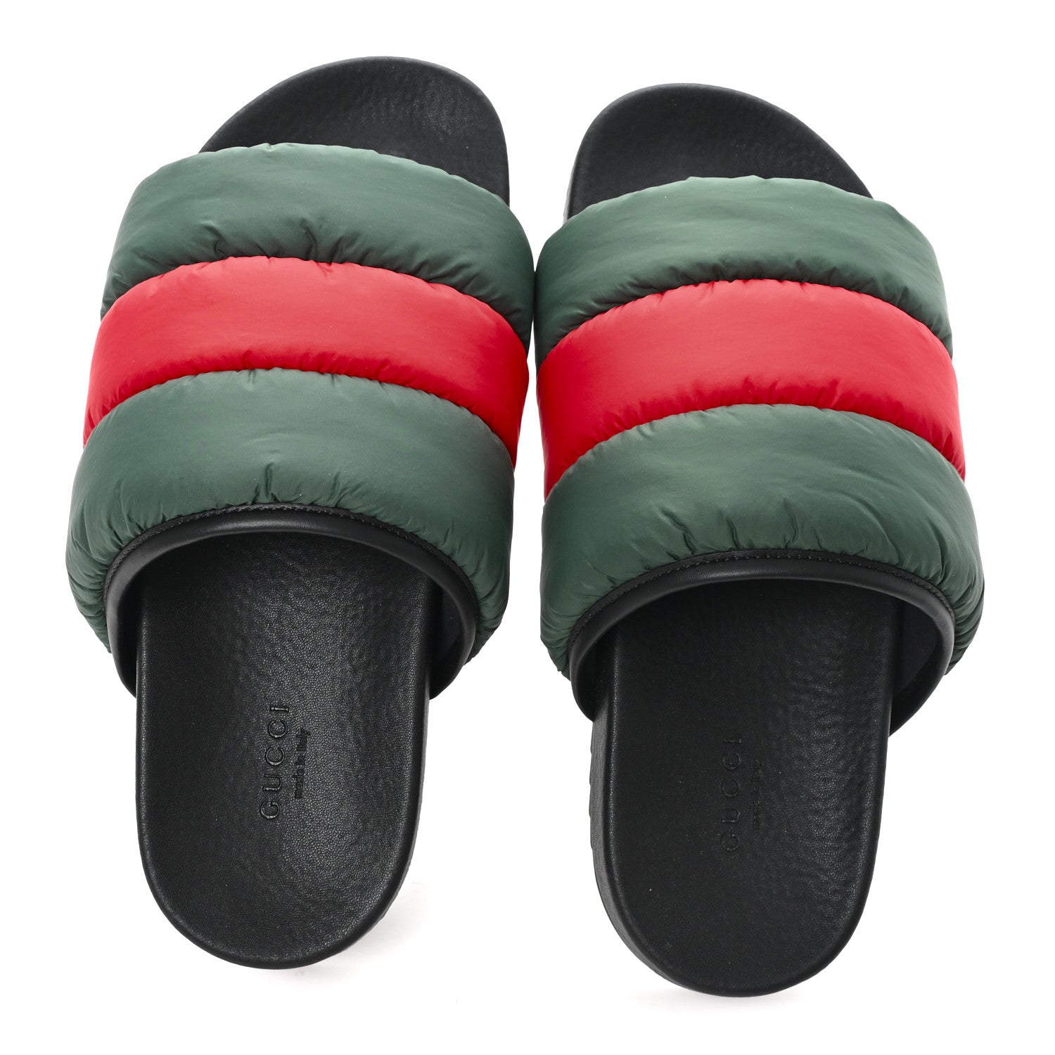 Gucci Nylon Web Womens Slide Sandals 39 Black Green Red 2 of 9