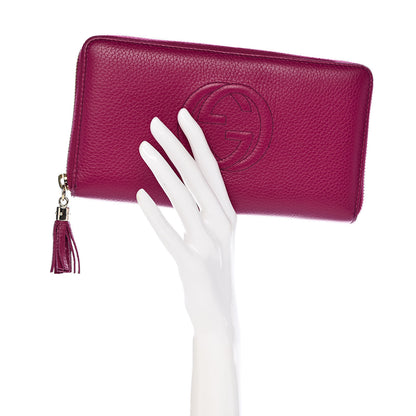 Gucci Pebbled Calfskin Soho Zip Around Wallet Bright Bougainvillea 2 of 8