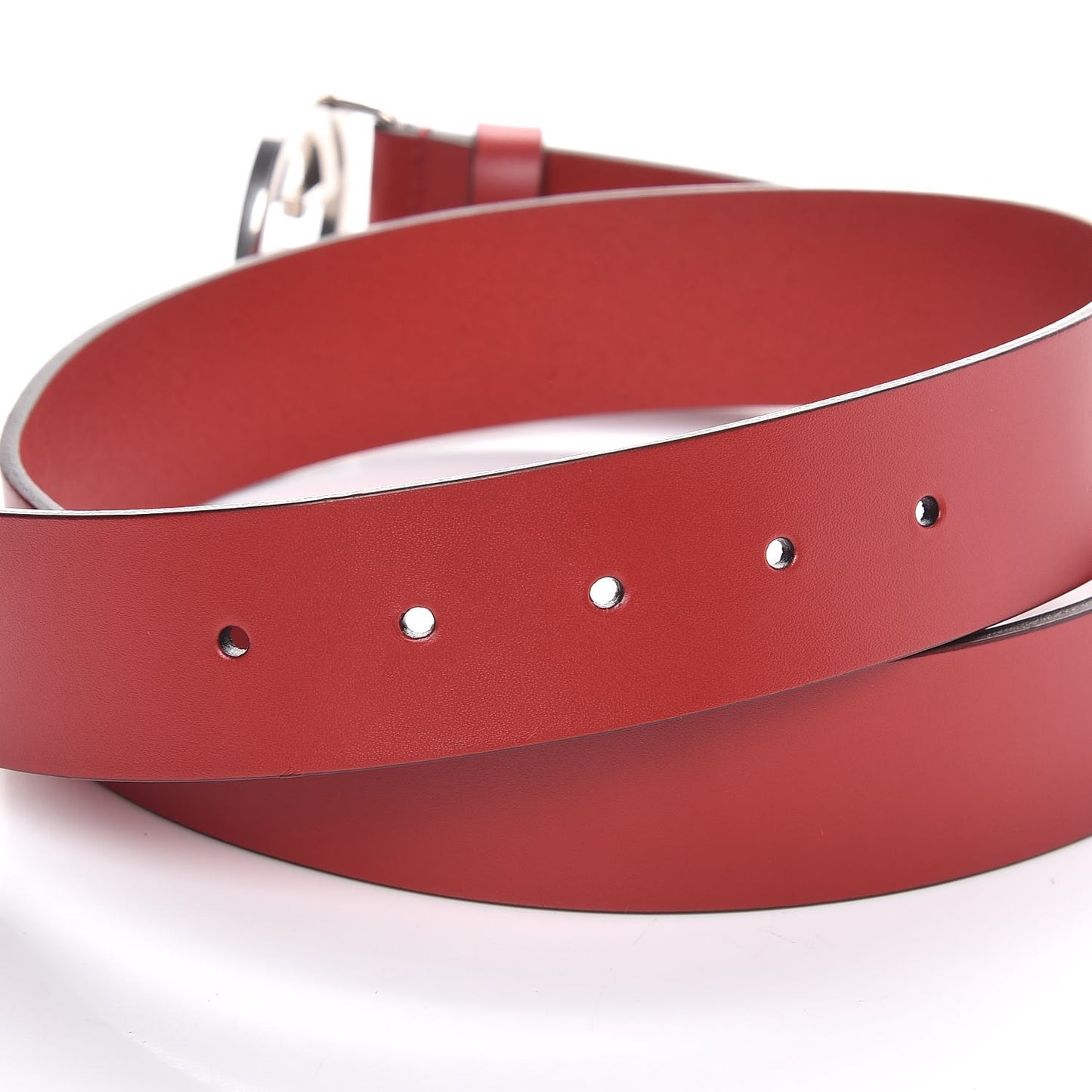 Selleria Calfskin Nickel Interlocking G 37mm Belt 90 36 Rosso