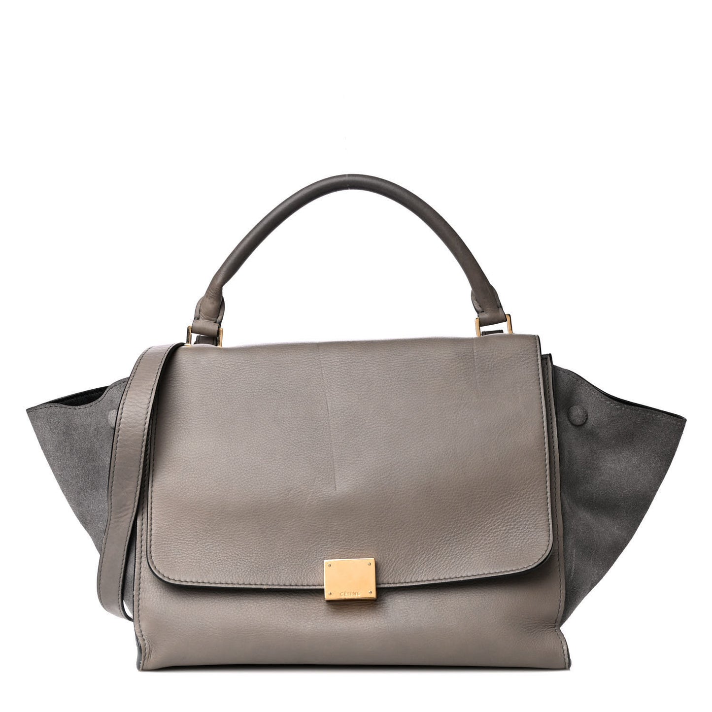 Drummed Calfskin Suede Medium Trapeze Almond