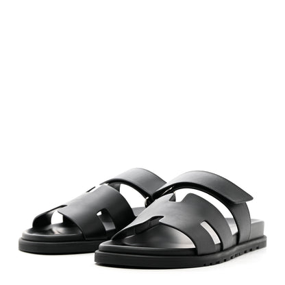 Hermes Calfskin Mens Chypre Sandals 43 Black 3 of 12