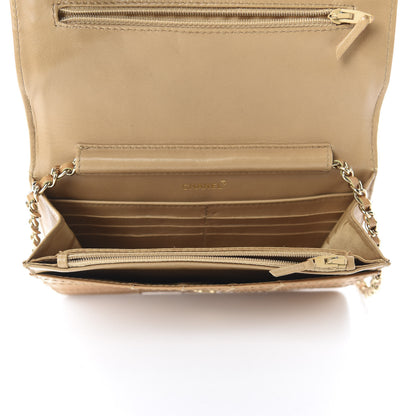 Chanel Calfskin Stitched Square Quilted Wallet On Chain WOC Beige 5 of 16