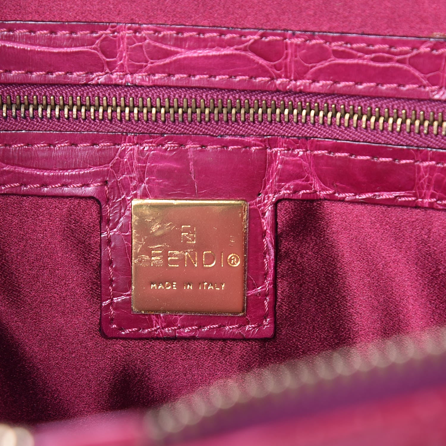 Fendi Crocodile Bowler Satchel Dark Pink 6 of 9