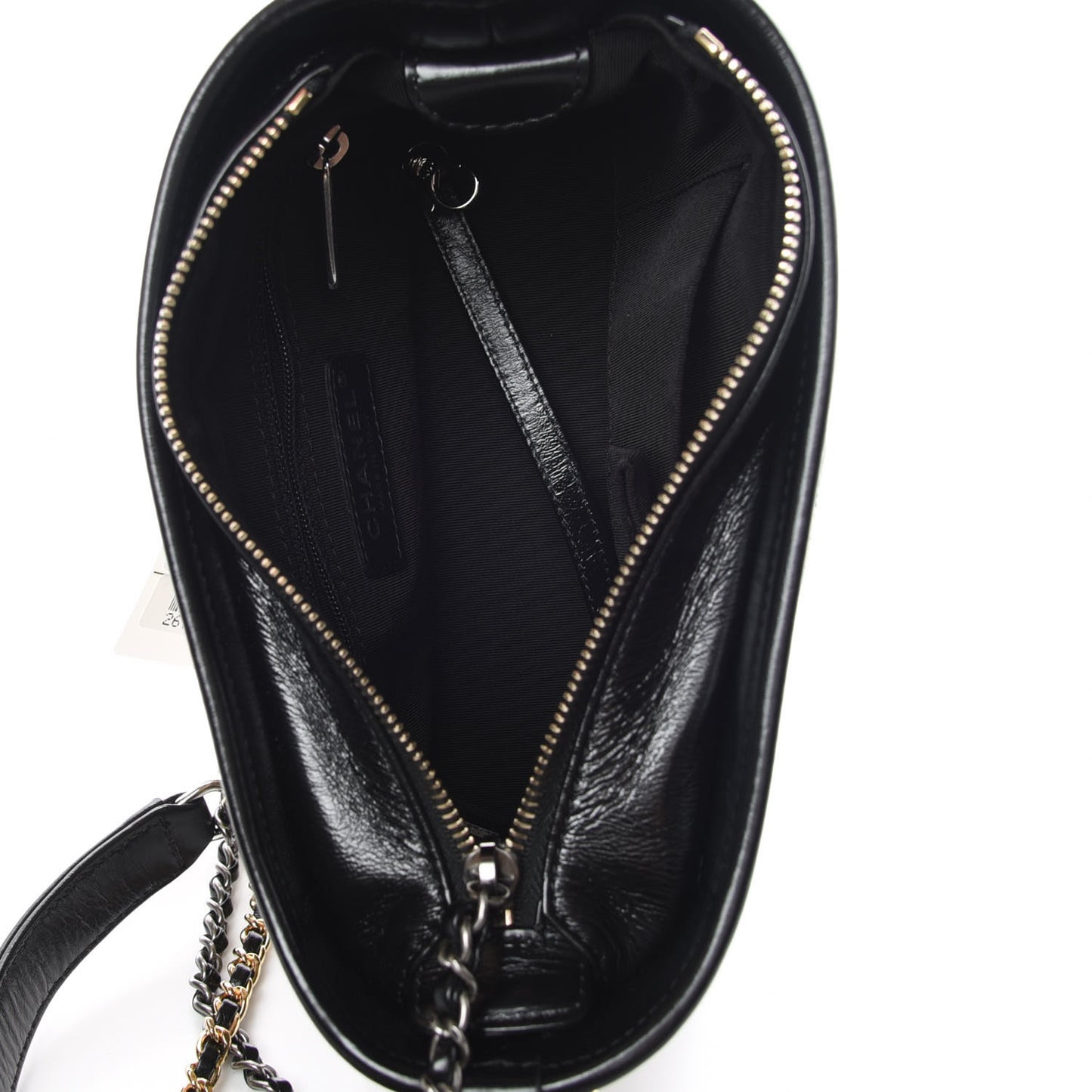 Metallic Crumpled Goatskin Quilted Small Gabrielle Hobo Black Gold