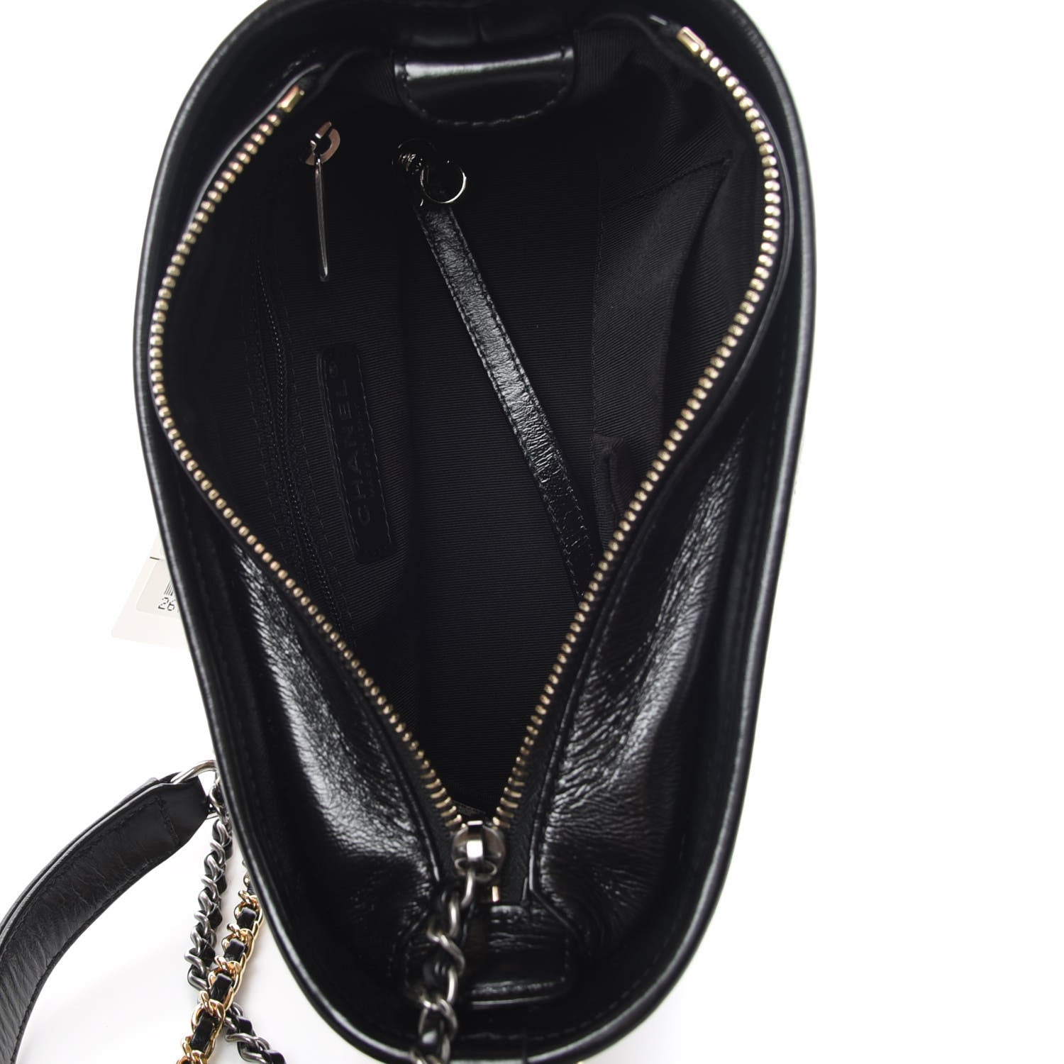 Chanel Metallic Crumpled Goatskin Quilted Small Gabrielle Hobo Black Gold 7 of 10