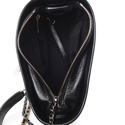 Chanel Metallic Crumpled Goatskin Quilted Small Gabrielle Hobo Black Gold 7 of 10