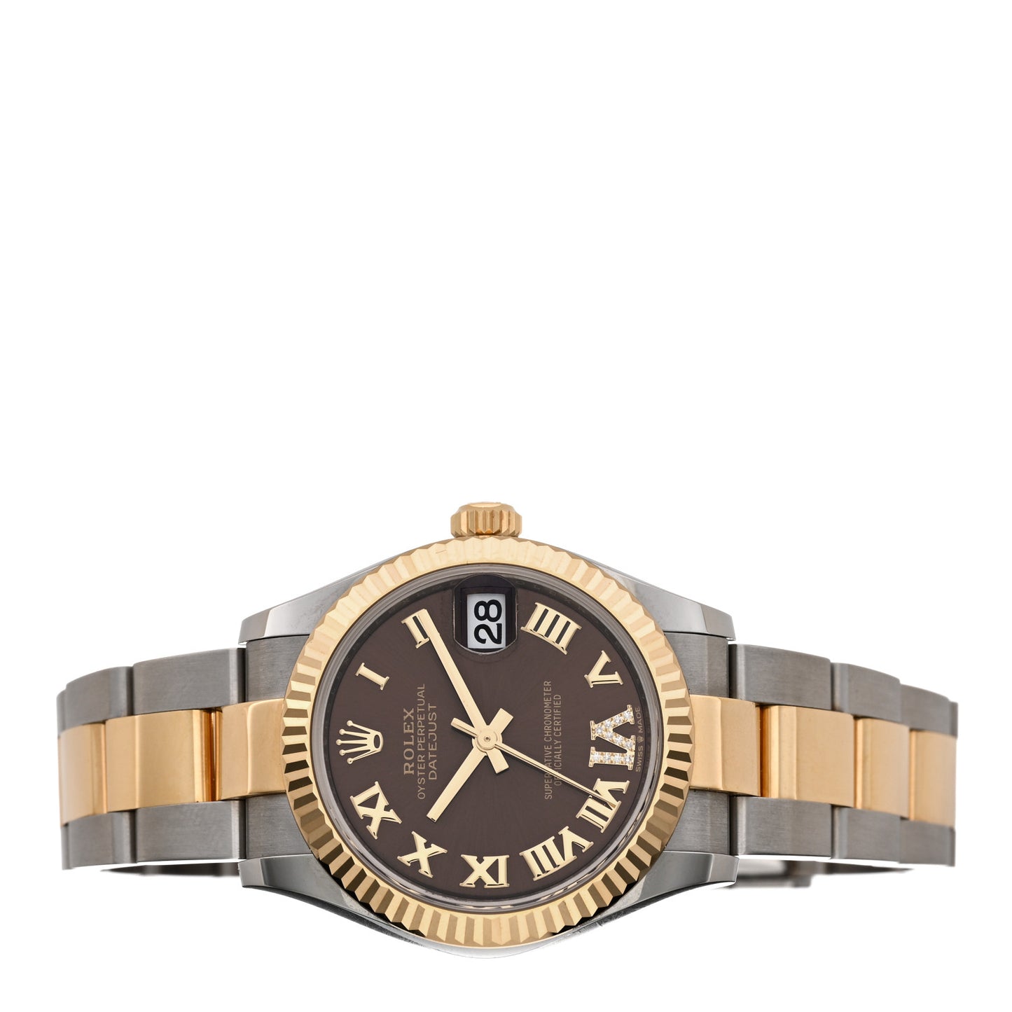 Stainless Steel 18K Yellow Gold Diamond 31mm Oyster Perpetual Datejust Watch Slate Roman 278273