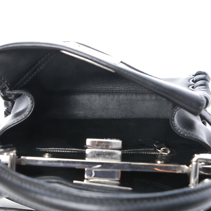 Fendi Nappa Lace Up Mini Peekaboo Iconic Satchel Black 6 of 7
