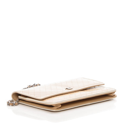 Chanel Calfskin Quilt Embossed CC Wallet On Chain WOC Beige 4 of 12