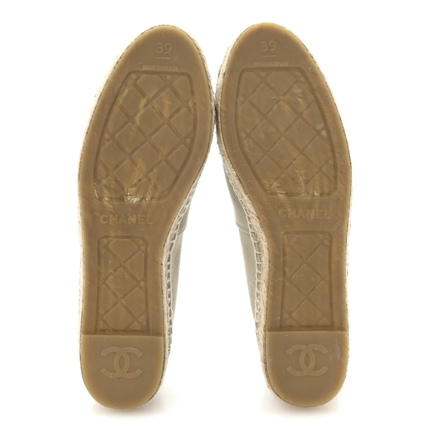 Canvas Grosgrain CC Espadrilles 39 Light Green Black