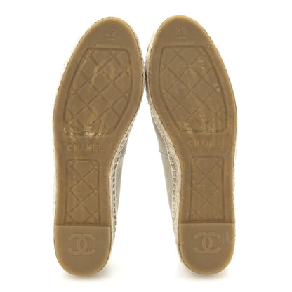 Chanel Canvas Grosgrain CC Espadrilles 39 Light Green Black 6 of 10