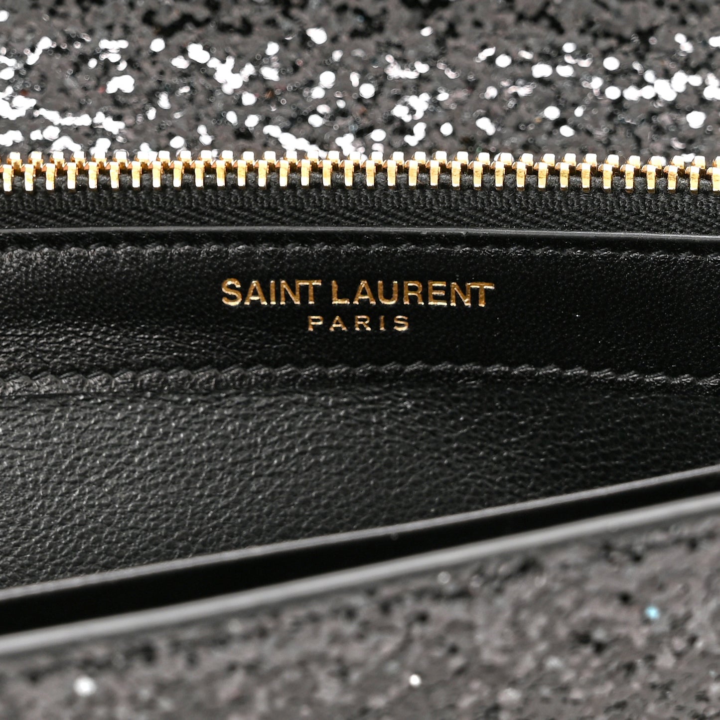 Glitter Classic Monogram Chain Wallet Black Multicolor