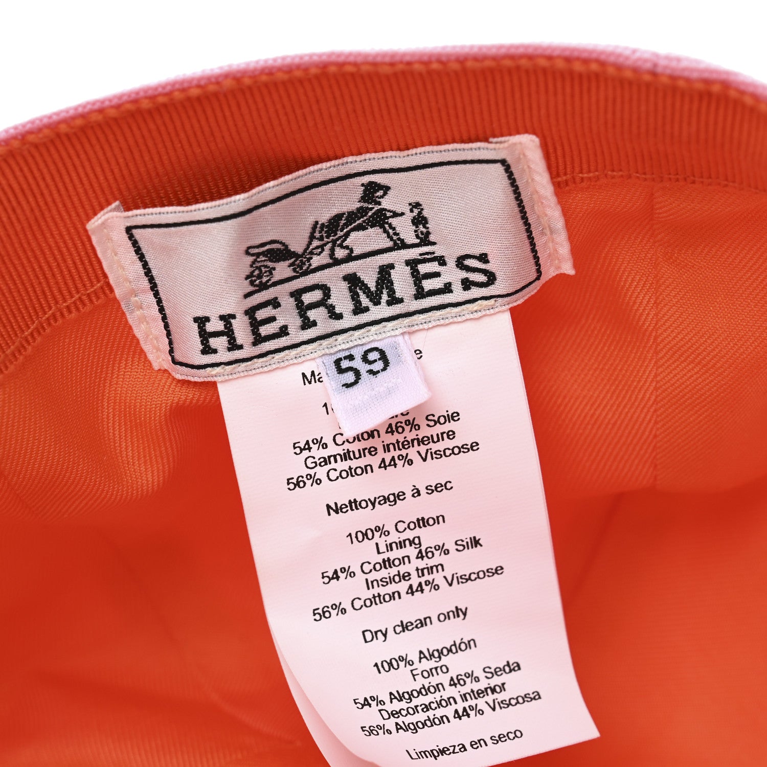 Hermes Cotton Davis Sunshine Hat 59 Rose 8 of 9