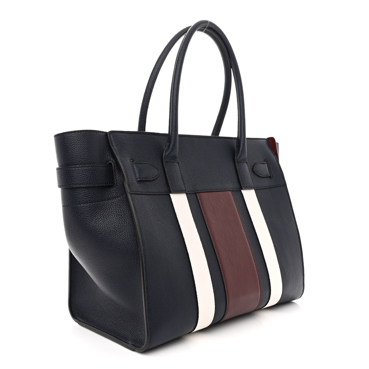 Mulberry Classic Grain College Stripe Zipped Bayswater Midnight White 3 of 10